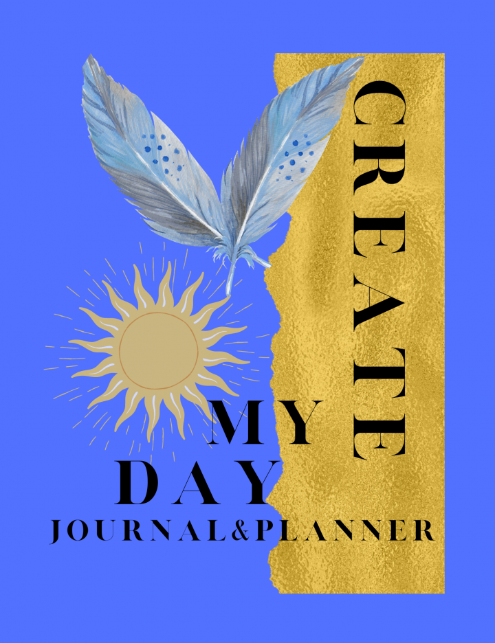 Create My Day Journal & Planner Blue with Blue Feathers