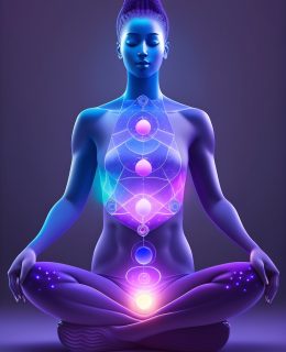 human body with seven chakras in meditation pose (2)